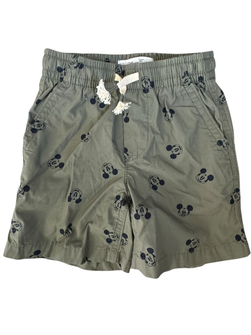 Baby Gap Disney Mickey Mouse Olive Green Cotton Pull On Shorts Size 4T